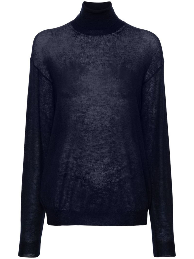 Blue Roll-neck Cashmere Sweater