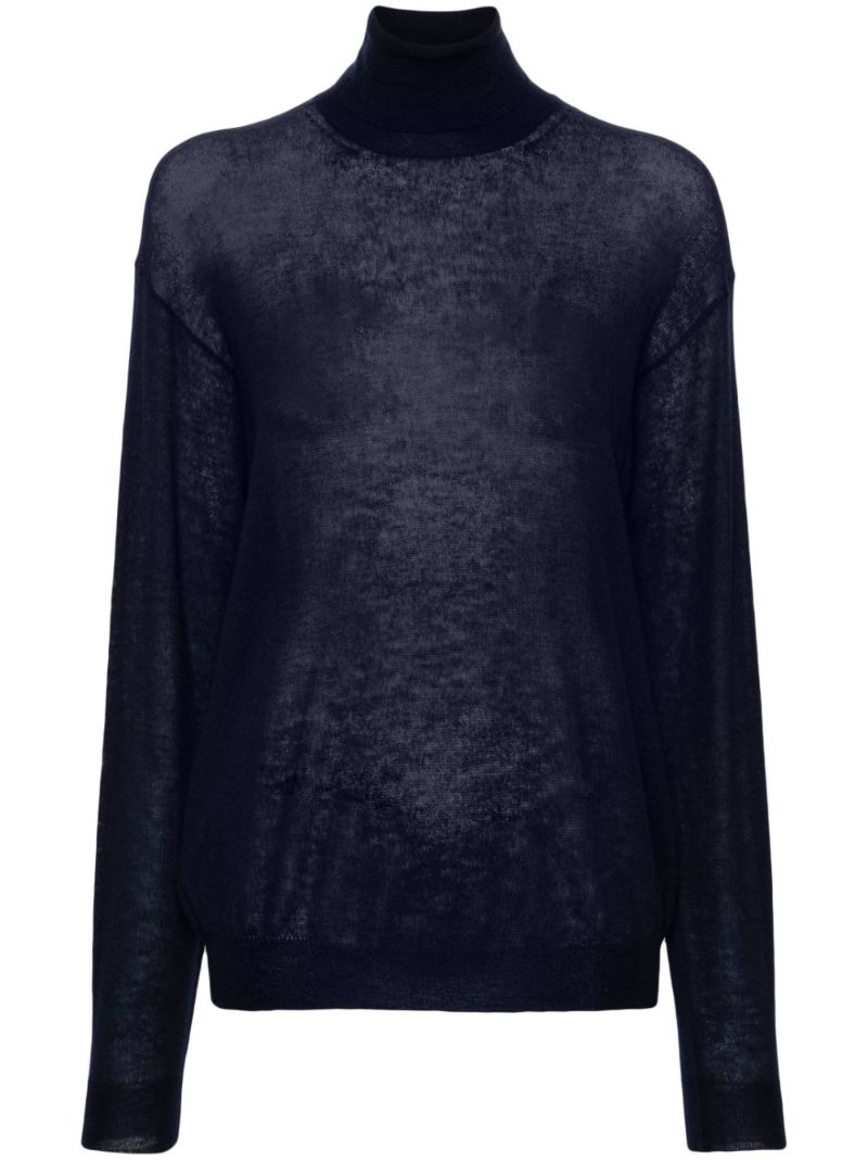 Blue Roll-neck Cashmere Sweater