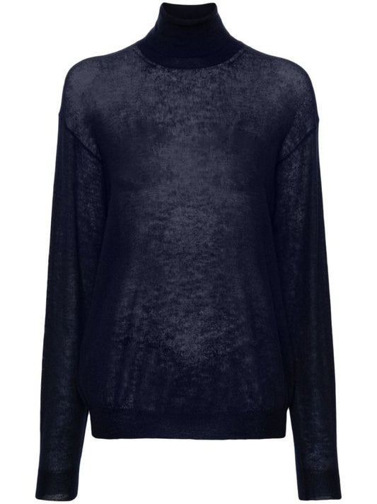 Blue Roll-neck Cashmere Sweater