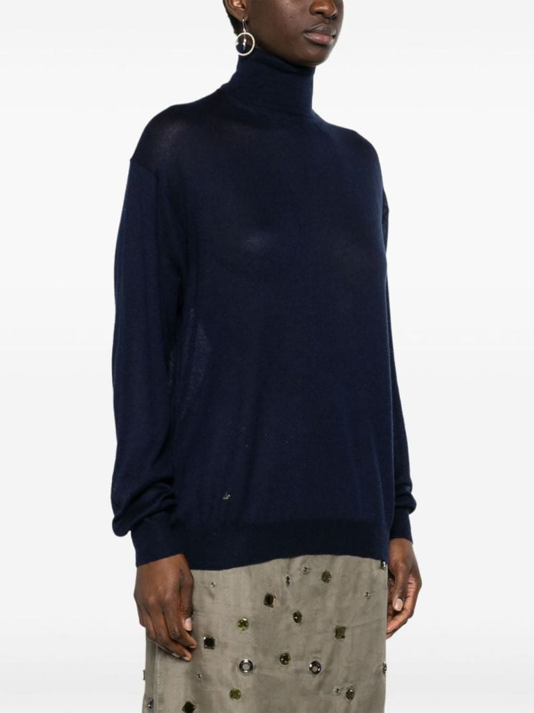 Blue Roll-neck Cashmere Sweater
