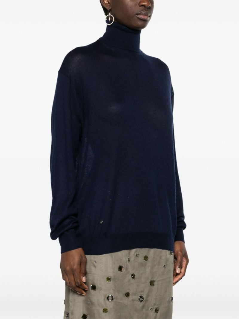 Blue Roll-neck Cashmere Sweater