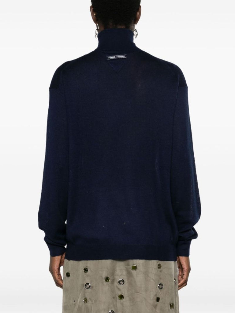Blue Roll-neck Cashmere Sweater
