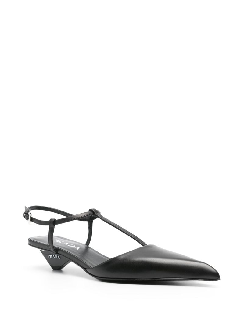 Black 35mm Slingback Leather Pumps