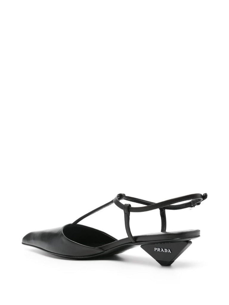 Black 35mm Slingback Leather Pumps