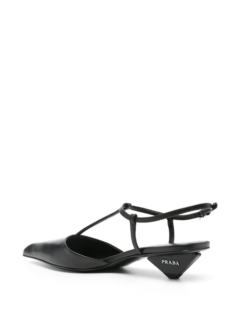 Black 35mm Slingback Leather Pumps