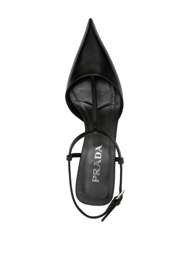 Black 35mm Slingback Leather Pumps