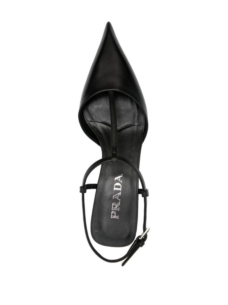 Black 35mm Slingback Leather Pumps