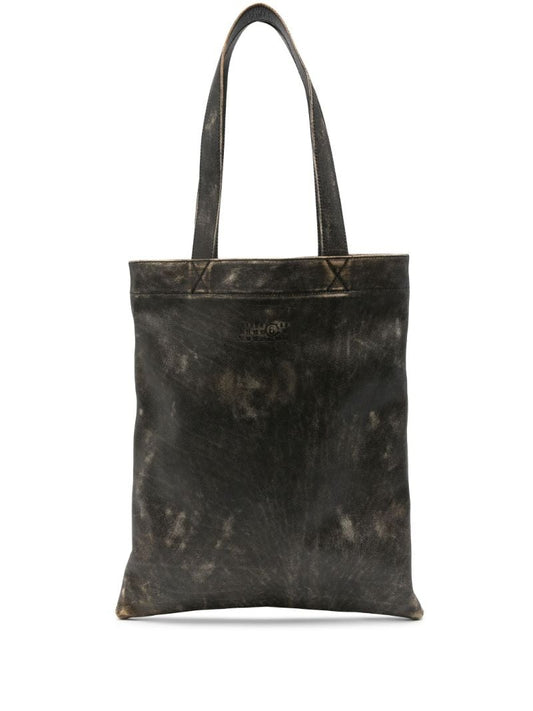 Black Large Leather Tote Bag