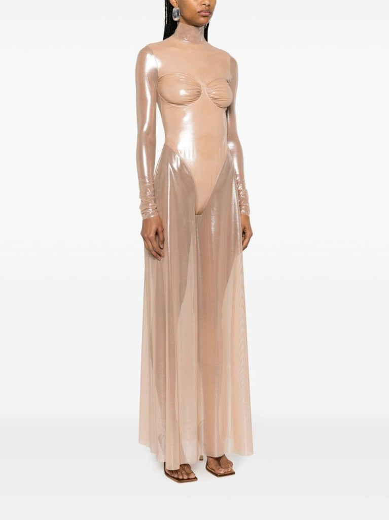 Neutral D-rooney Tulle Maxi Dress
