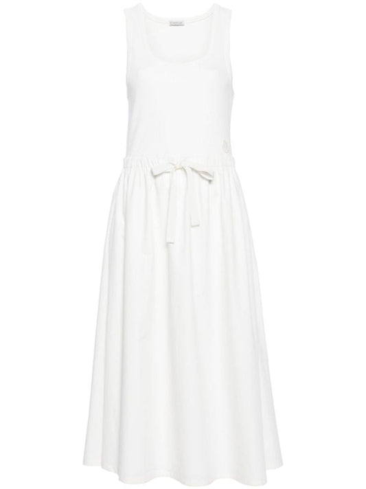 White Bow Cotton Midi Dress