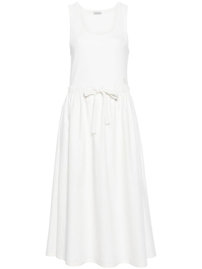 White Bow Cotton Midi Dress