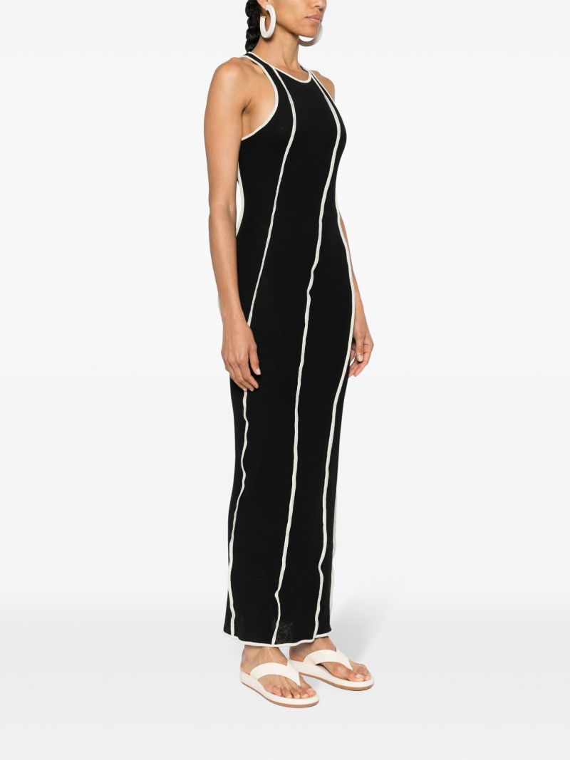Black Wanda Piped-trim Dress