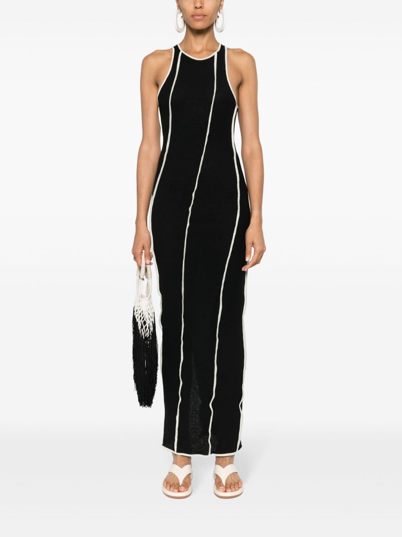 Black Wanda Piped-trim Dress