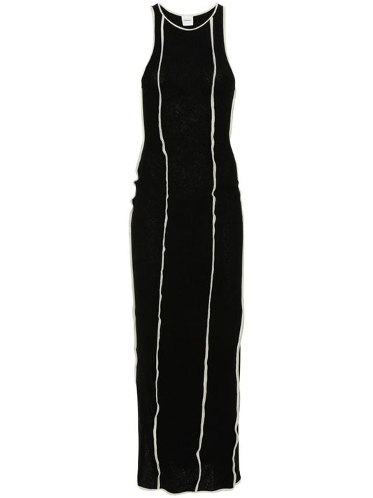 Black Wanda Piped-trim Dress