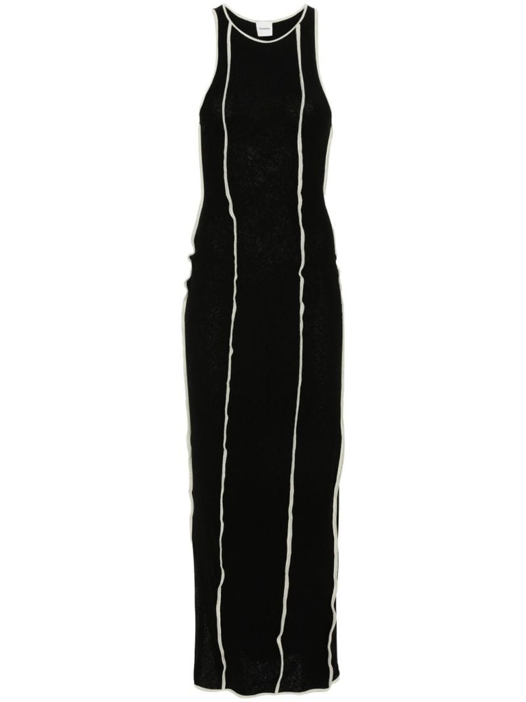 Black Wanda Piped-trim Dress