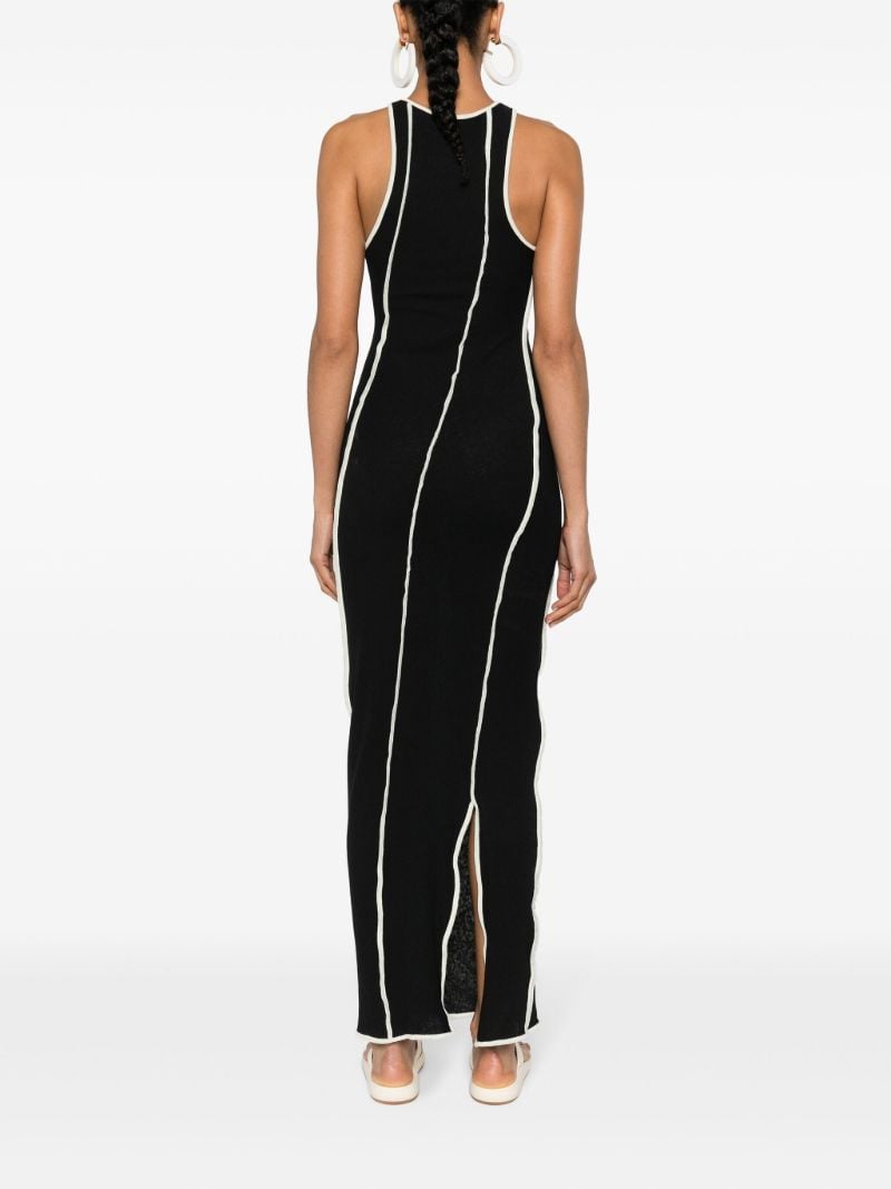 Black Wanda Piped-trim Dress