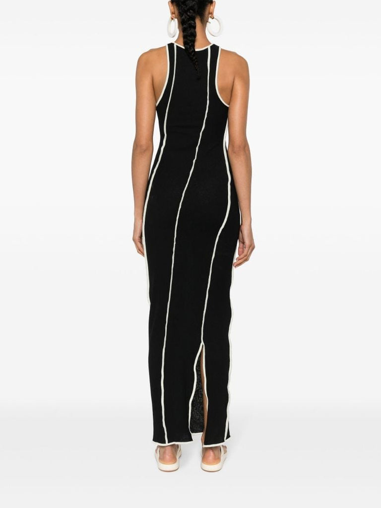 Black Wanda Piped-trim Dress