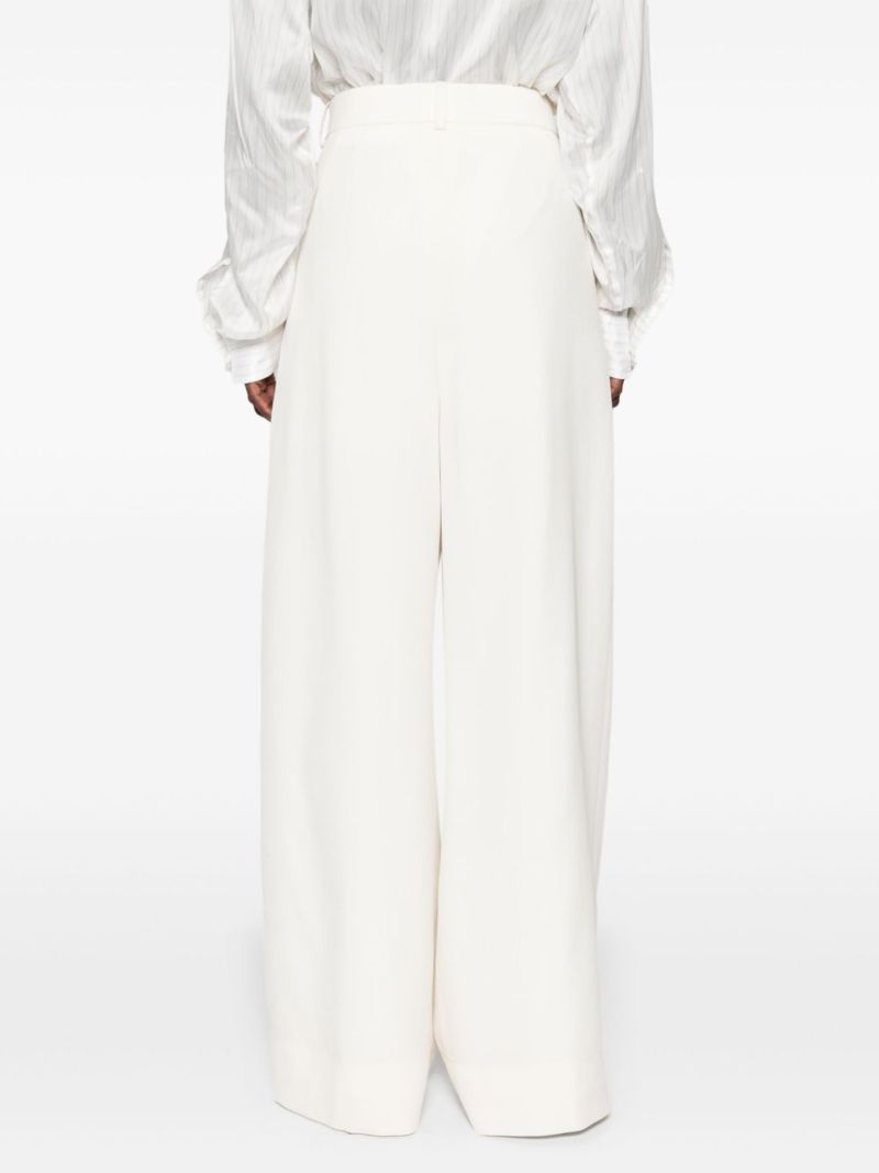 Neutral Wool Wide-leg Trousers