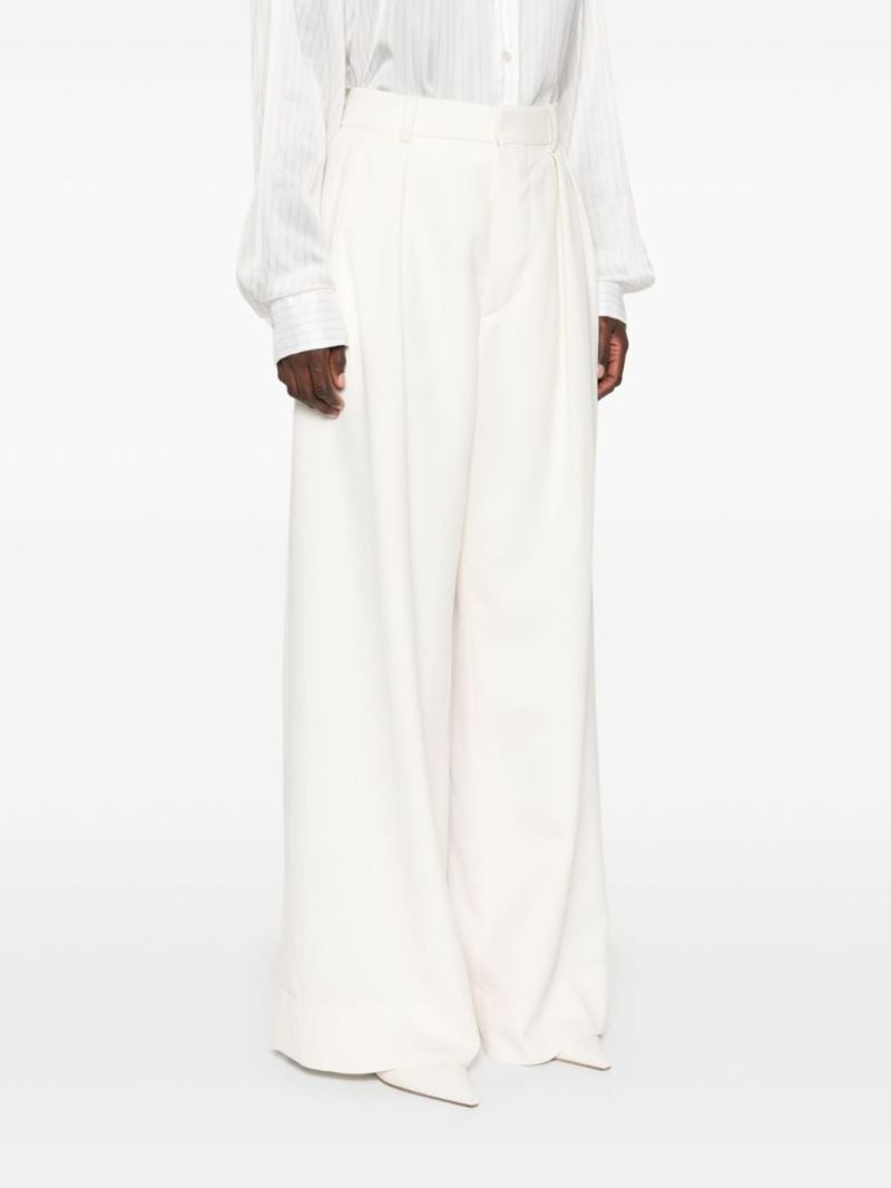 Neutral Wool Wide-leg Trousers