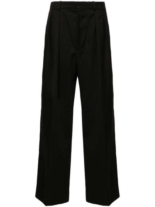 Black Wool Wide-leg Trousers