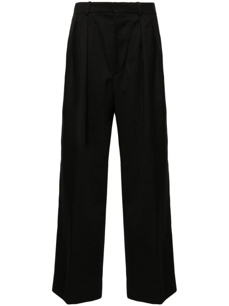 Black Wool Wide-leg Trousers