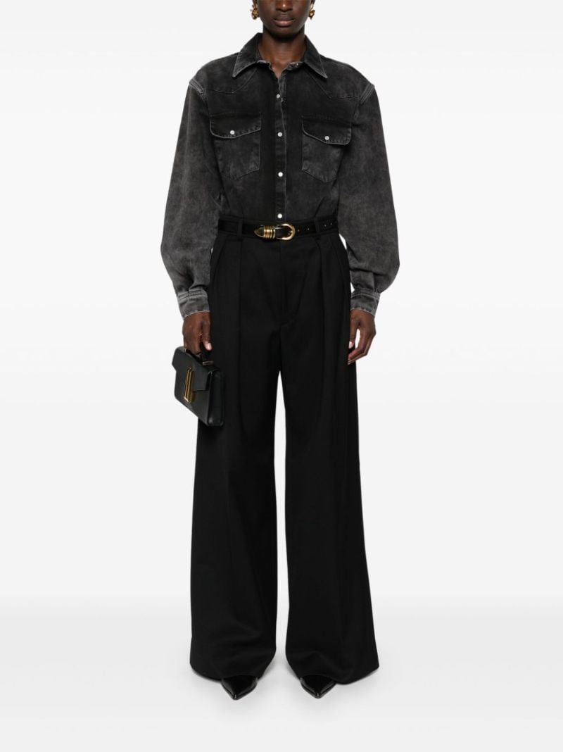 Black Wool Wide-leg Trousers