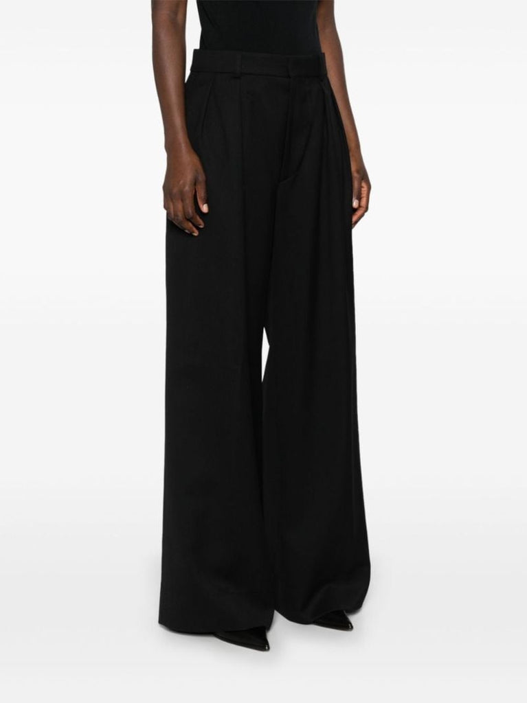 Black Wool Wide-leg Trousers