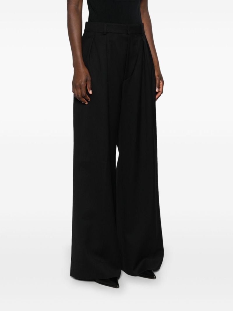 Black Wool Wide-leg Trousers