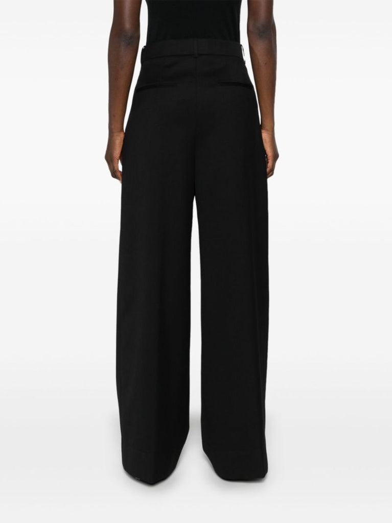 Black Wool Wide-leg Trousers