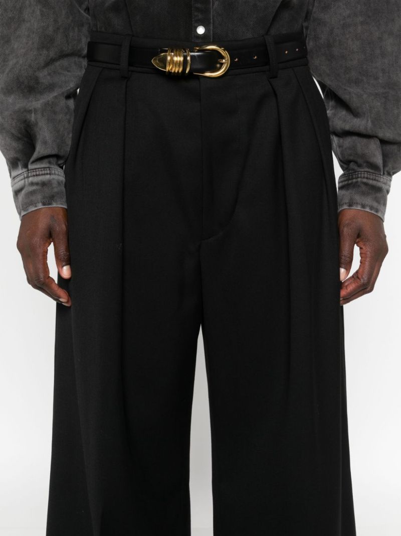 Black Wool Wide-leg Trousers