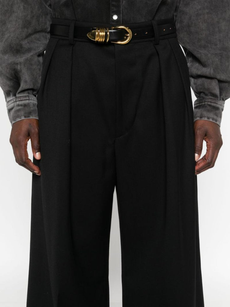 Black Wool Wide-leg Trousers