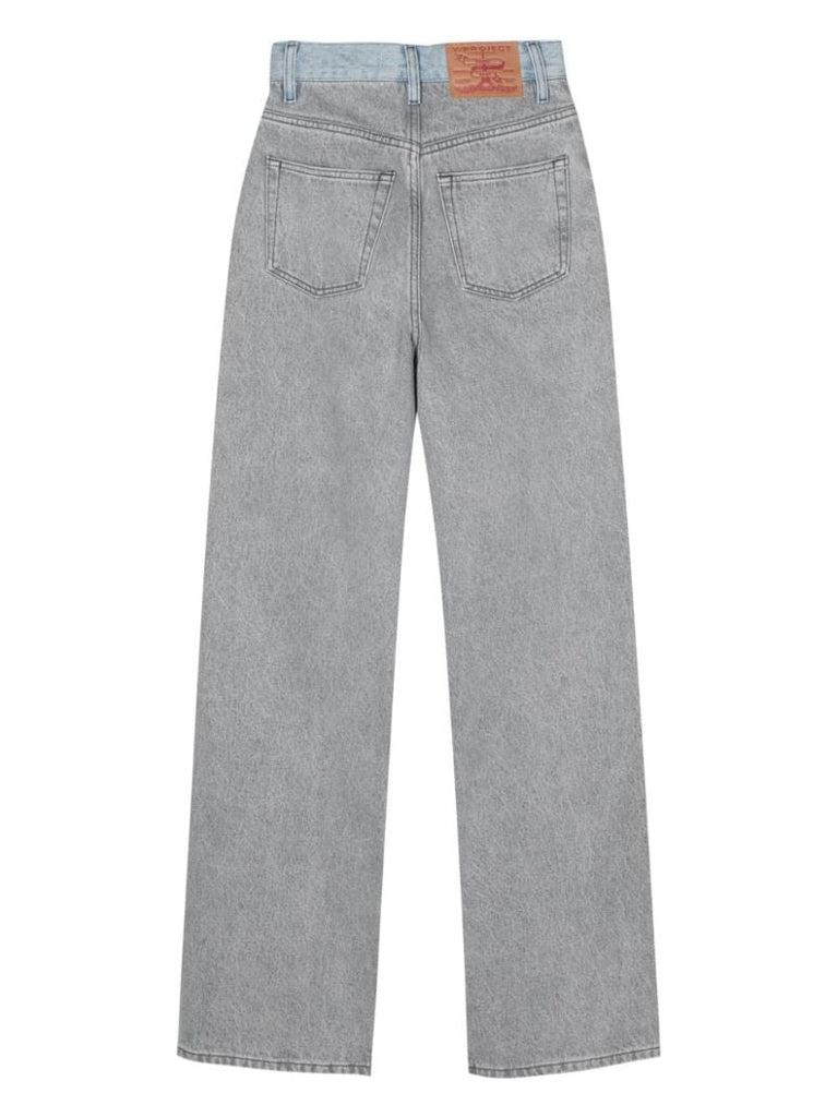 Grey Cut-out Wide-leg Jeans