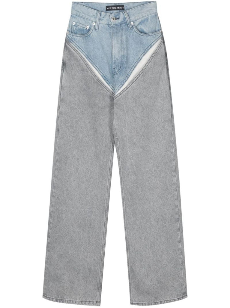 Grey Cut-out Wide-leg Jeans
