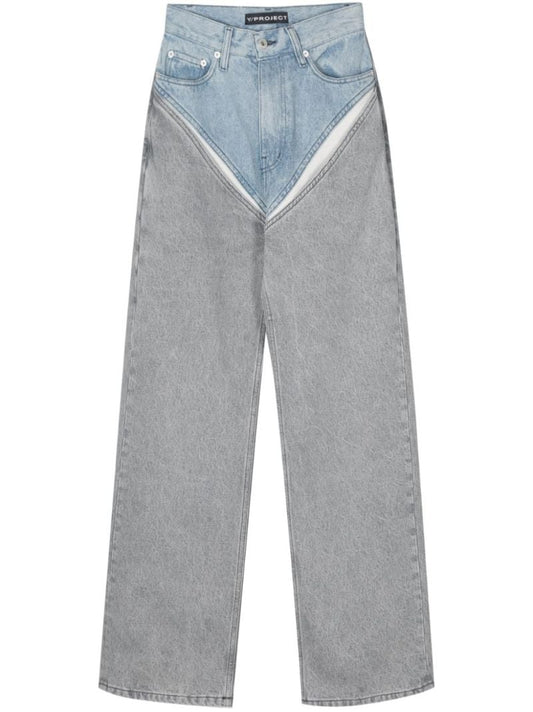 Grey Cut-out Wide-leg Jeans