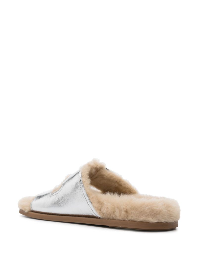Silver Fendi Feel Leather Slides