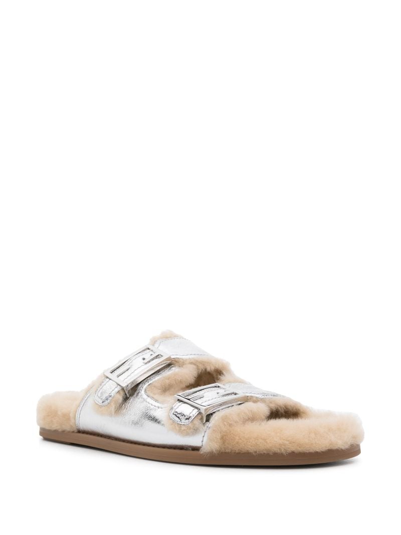 Silver Fendi Feel Leather Slides