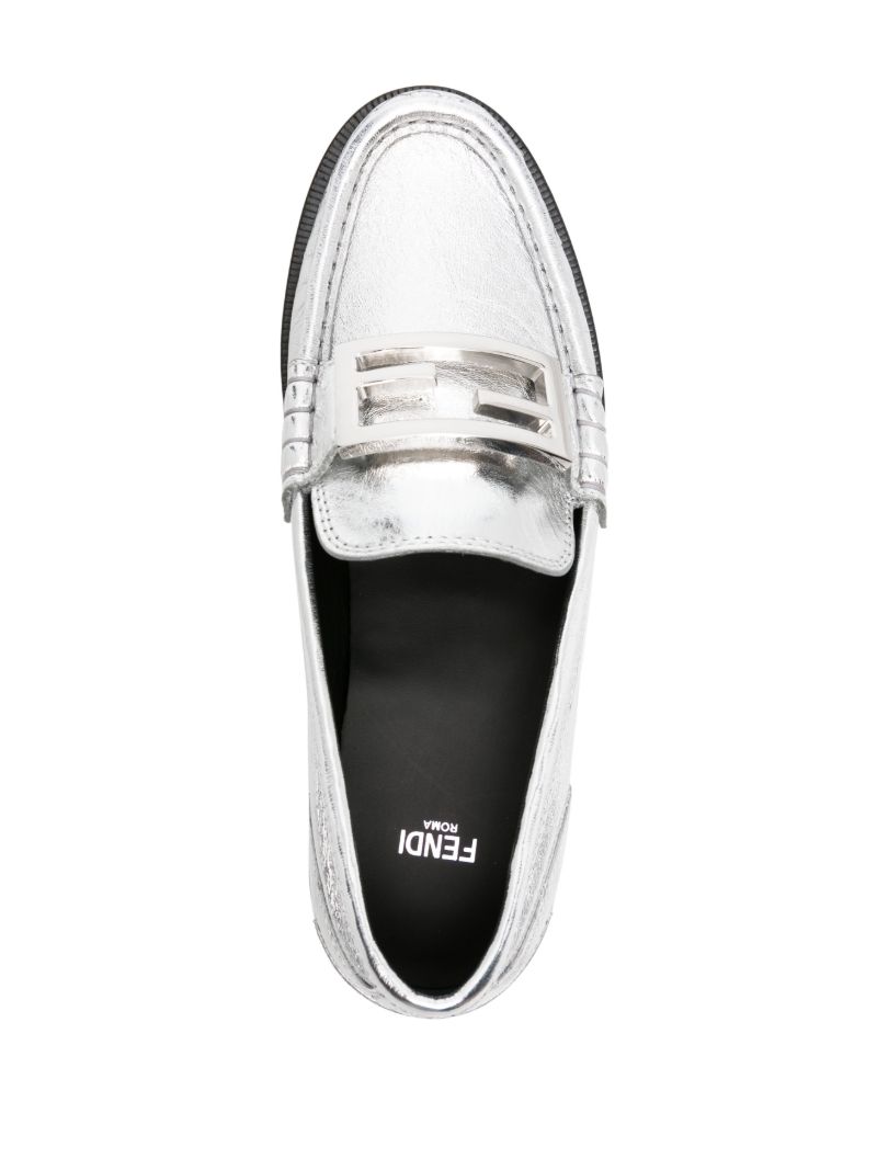Silver-tone Baguette Leather Loafers