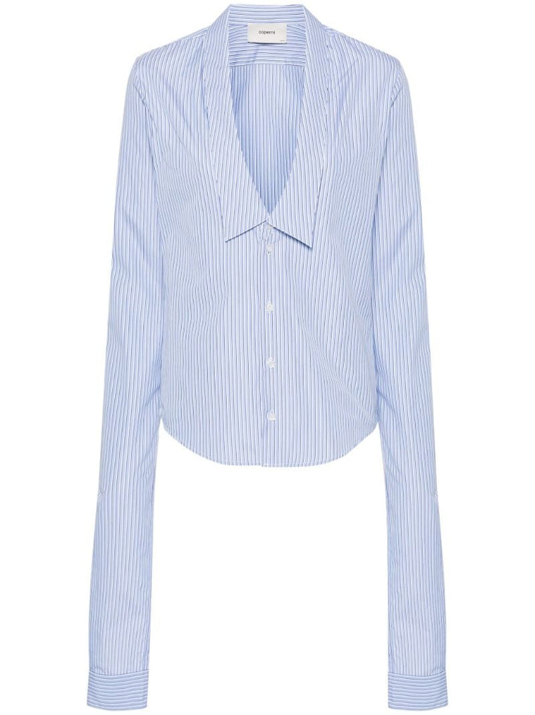 Stripped Open-collar Shirt