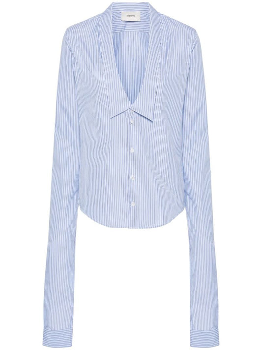 Stripped Open-collar Shirt