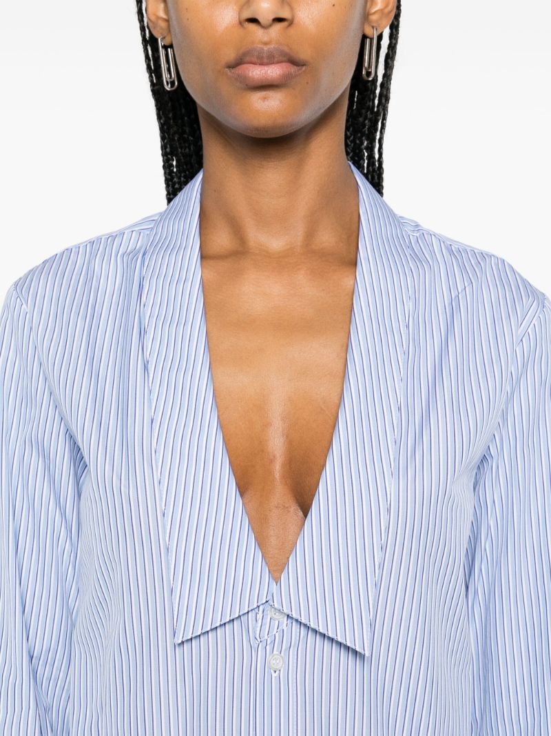 Stripped Open-collar Shirt