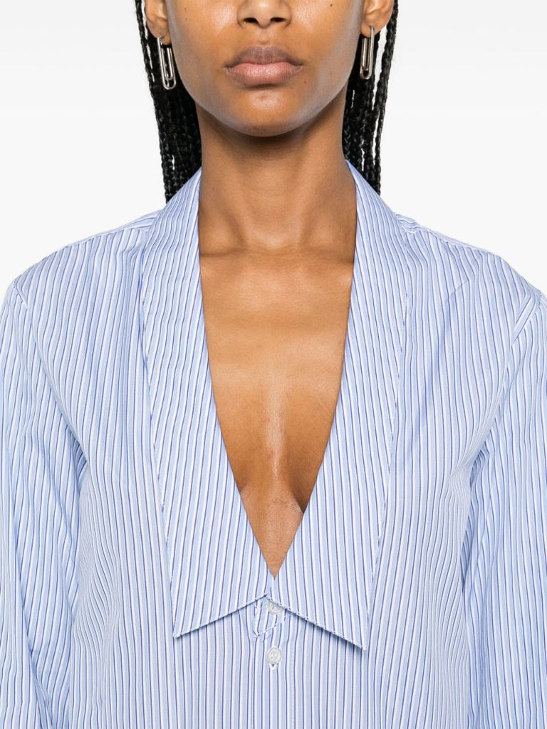 Stripped Open-collar Shirt