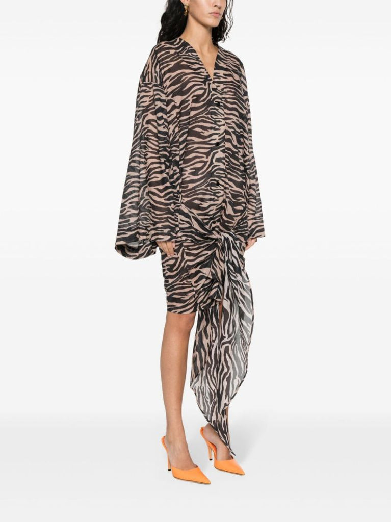 Brown Zebra-print Mini Dress
