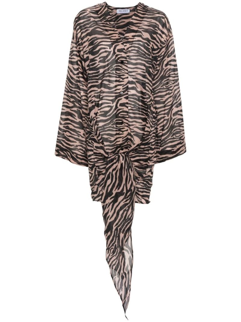 Brown Zebra-print Mini Dress