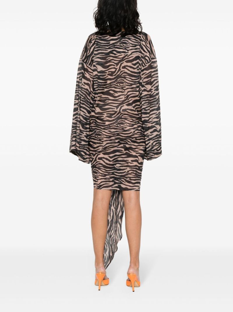 Brown Zebra-print Mini Dress