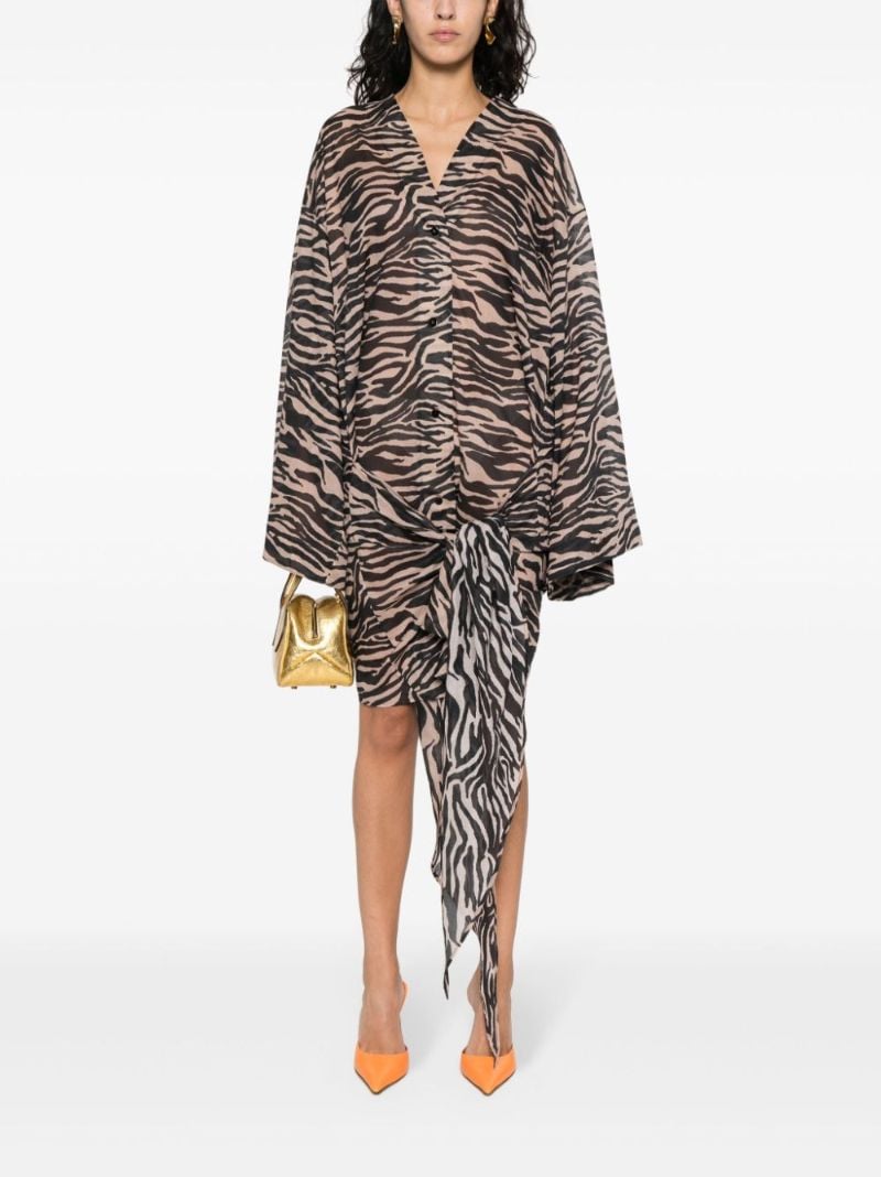 Brown Zebra-print Mini Dress
