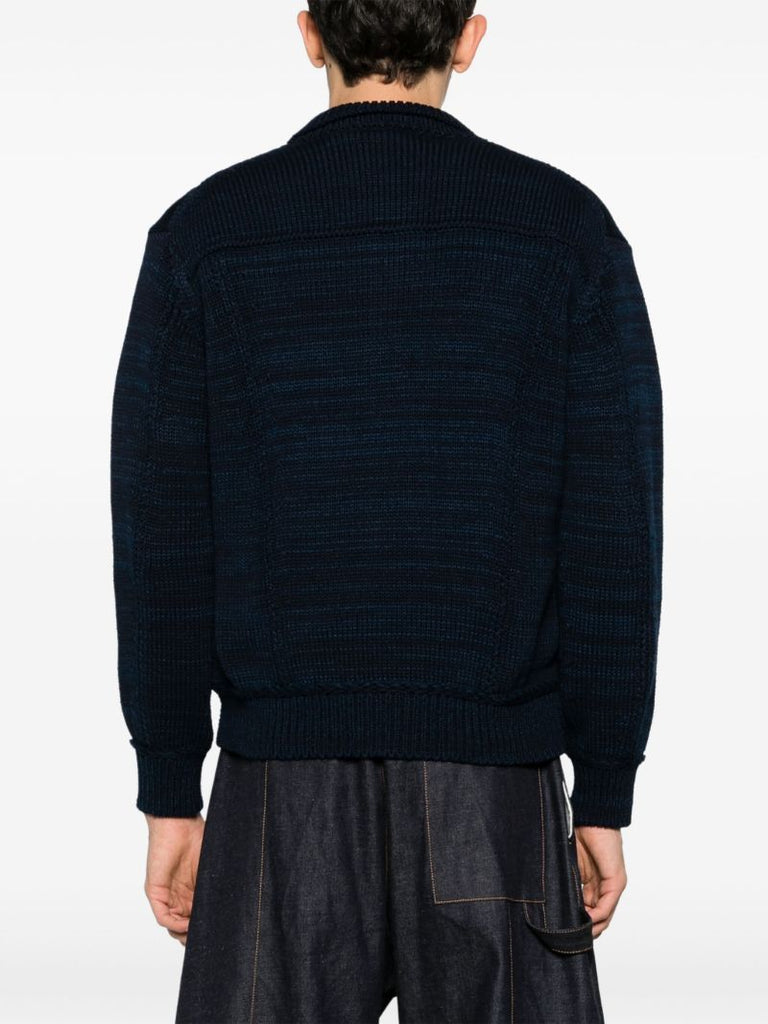 Blue MÃ_x0083_Â©lange Knit Cardigan
