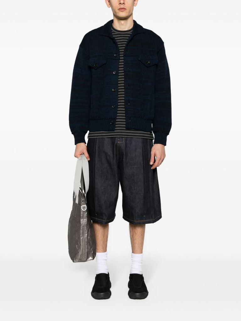 Blue MÃ_x0083_Â©lange Knit Cardigan