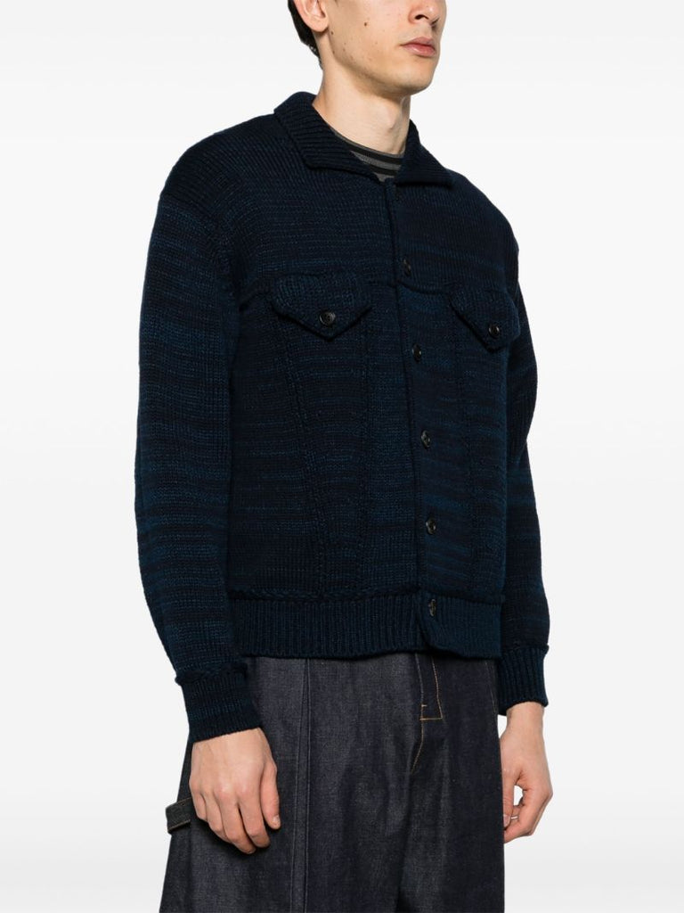 Blue MÃ_x0083_Â©lange Knit Cardigan