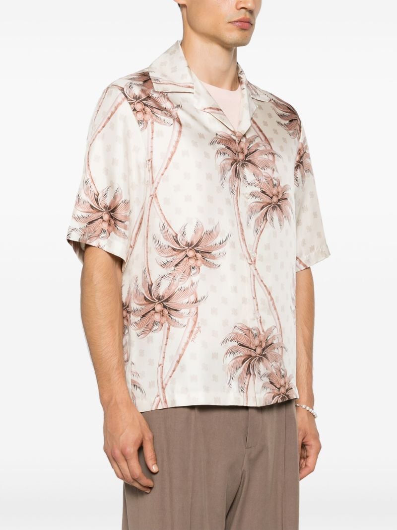 Neutral Palm Tree-print Silk Shirt