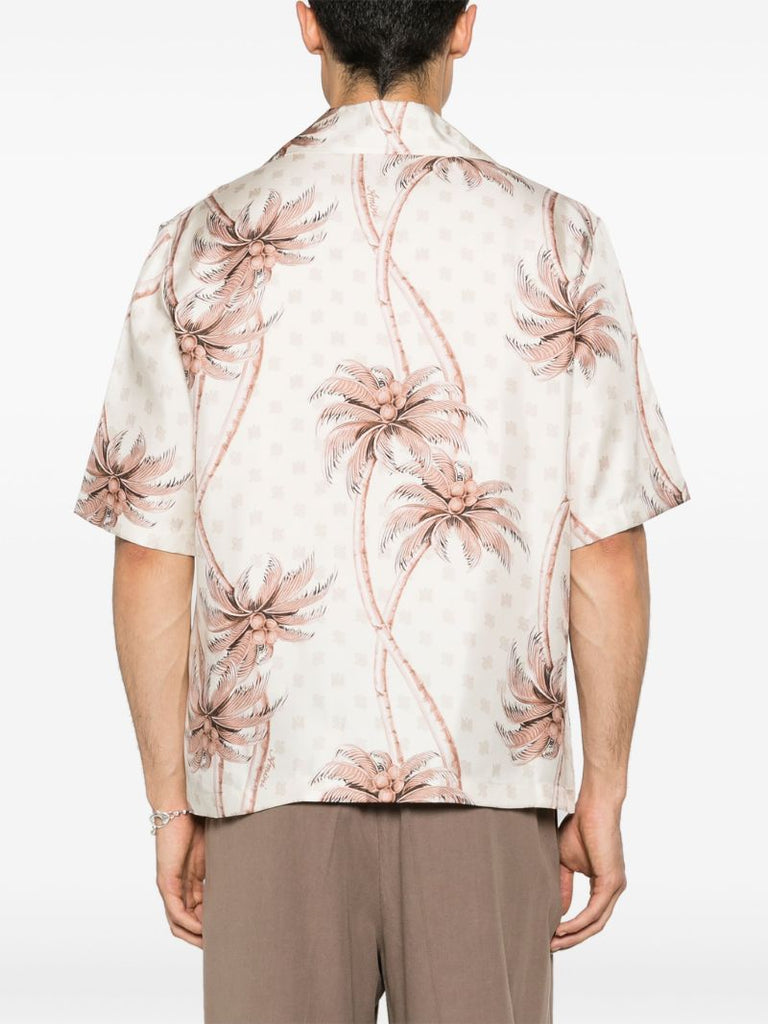 Neutral Palm Tree-print Silk Shirt